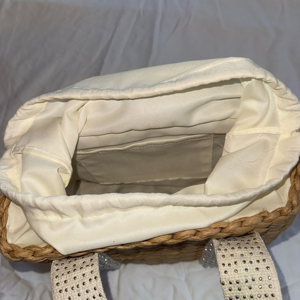 Chic Woven Purse with Pearl Accents - Picture 7 of 7